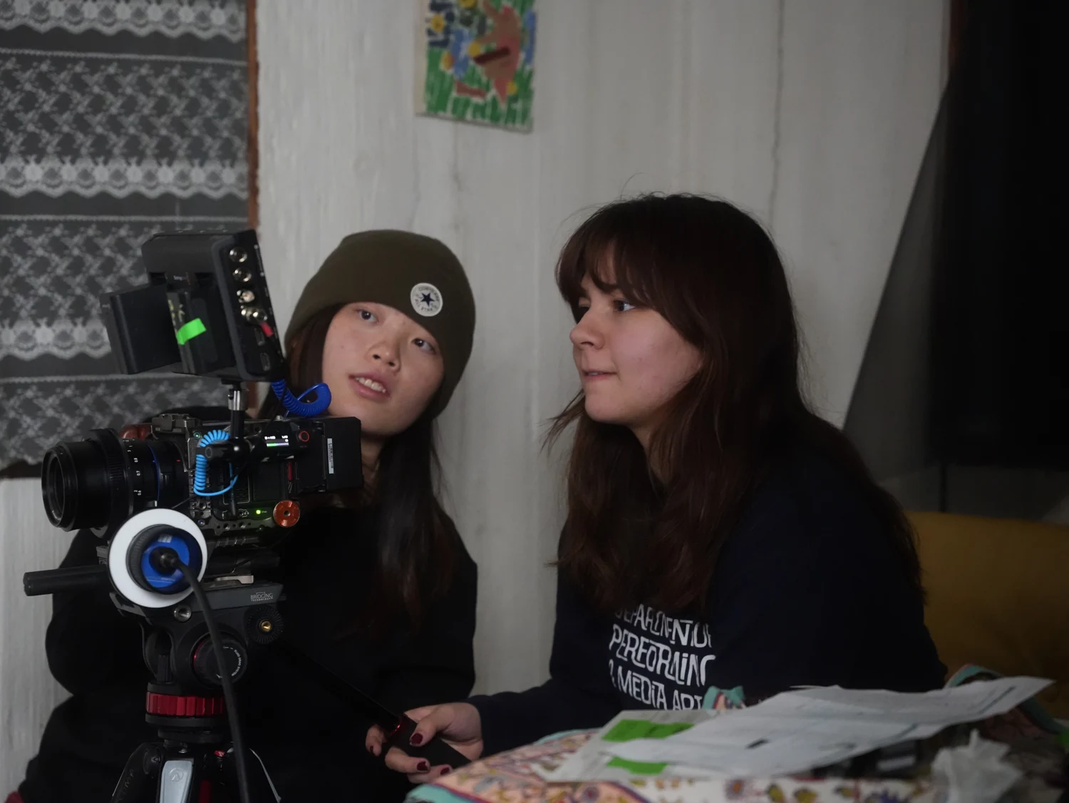 Jessie and a collaborator beside the camera on Delilah.